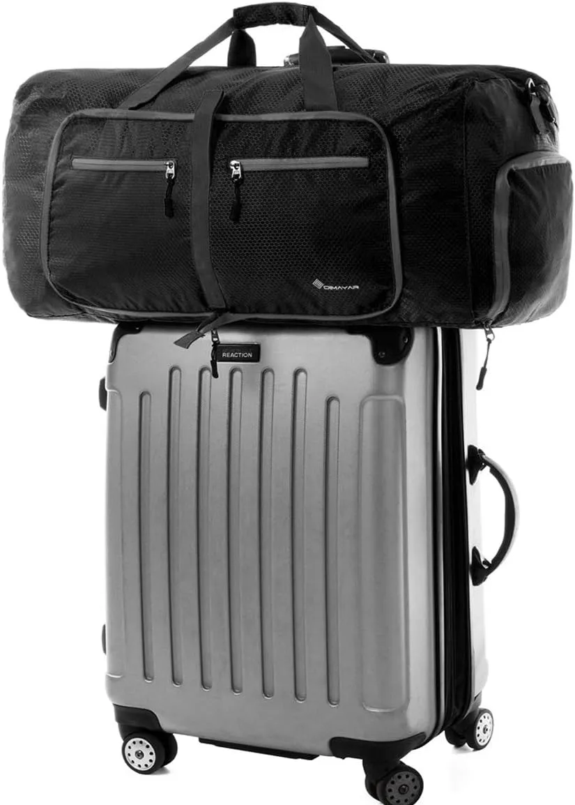 Dimayar Travel Duffle Bag for Men Women - Foldable Duffel Bag with Shoes Compartment - Overnight Bags Waterproof & Tear Resistant(65L,Black)