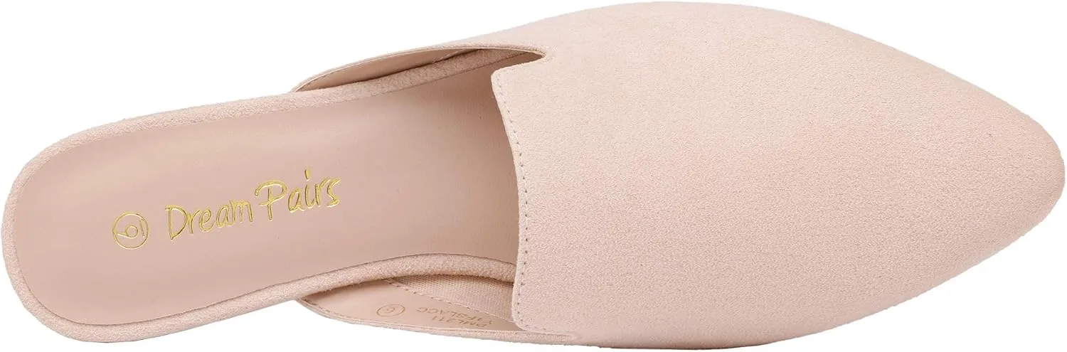 DREAM PAIRS Women's Flat Mules Pointed Toe Backless Loafer Shoes