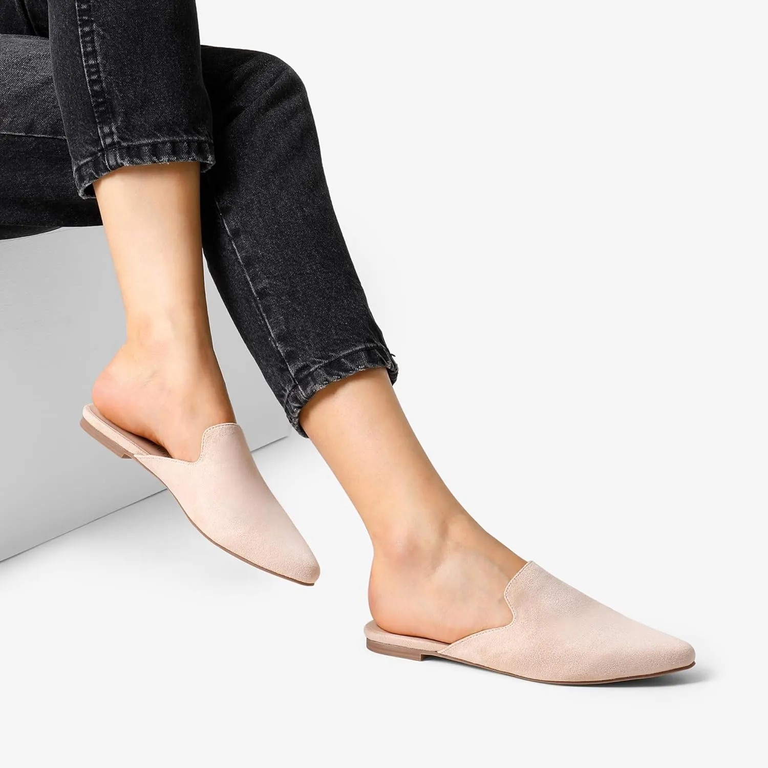 DREAM PAIRS Women's Flat Mules Pointed Toe Backless Loafer Shoes