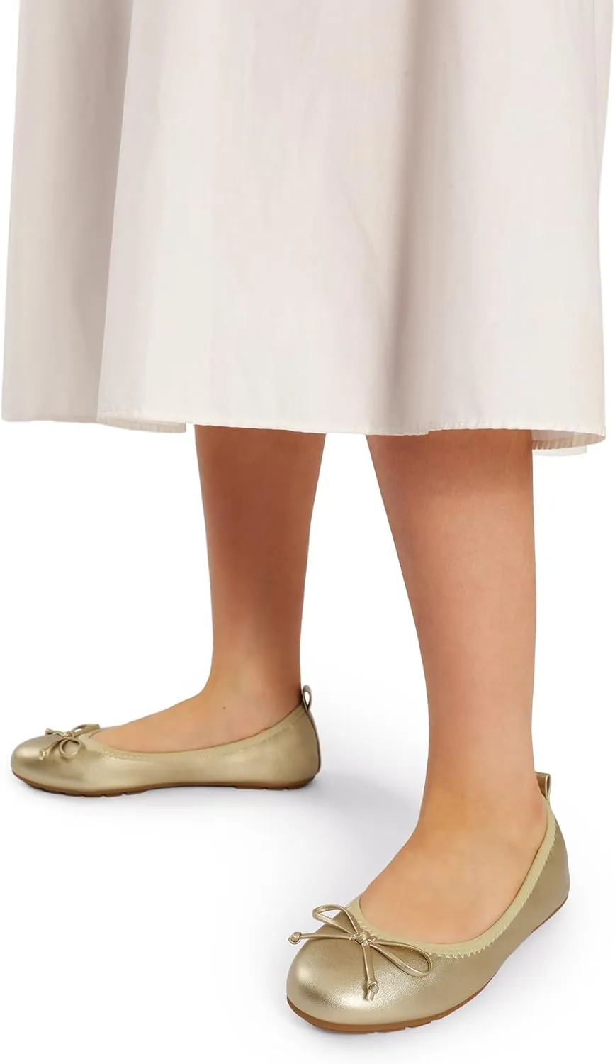 DREAM PAIRS Women's Flats, Foldable Ballet Flats for Women, Bowknot Round Toe Comfort Light Weight Slip-On Dress Shoes