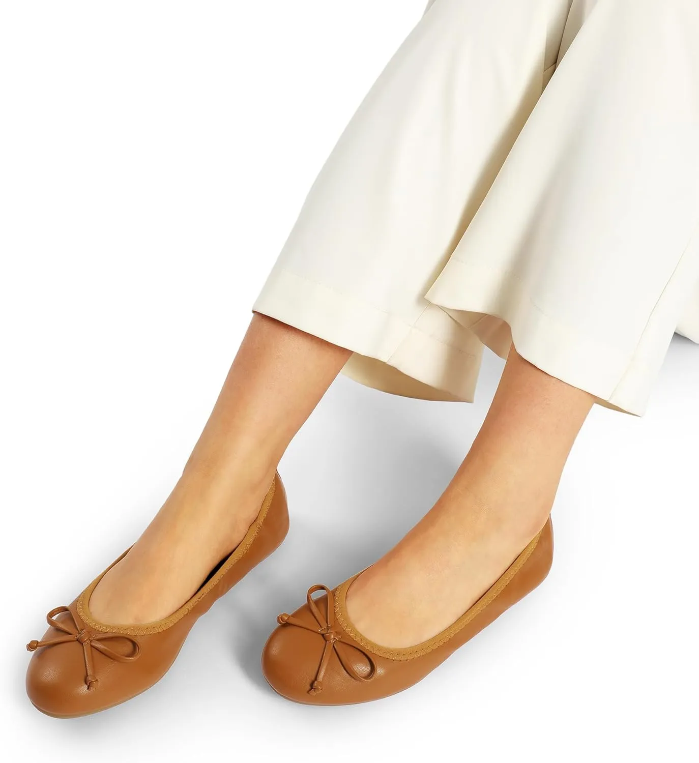 DREAM PAIRS Women's Flats, Foldable Ballet Flats for Women, Bowknot Round Toe Comfort Light Weight Slip-On Dress Shoes