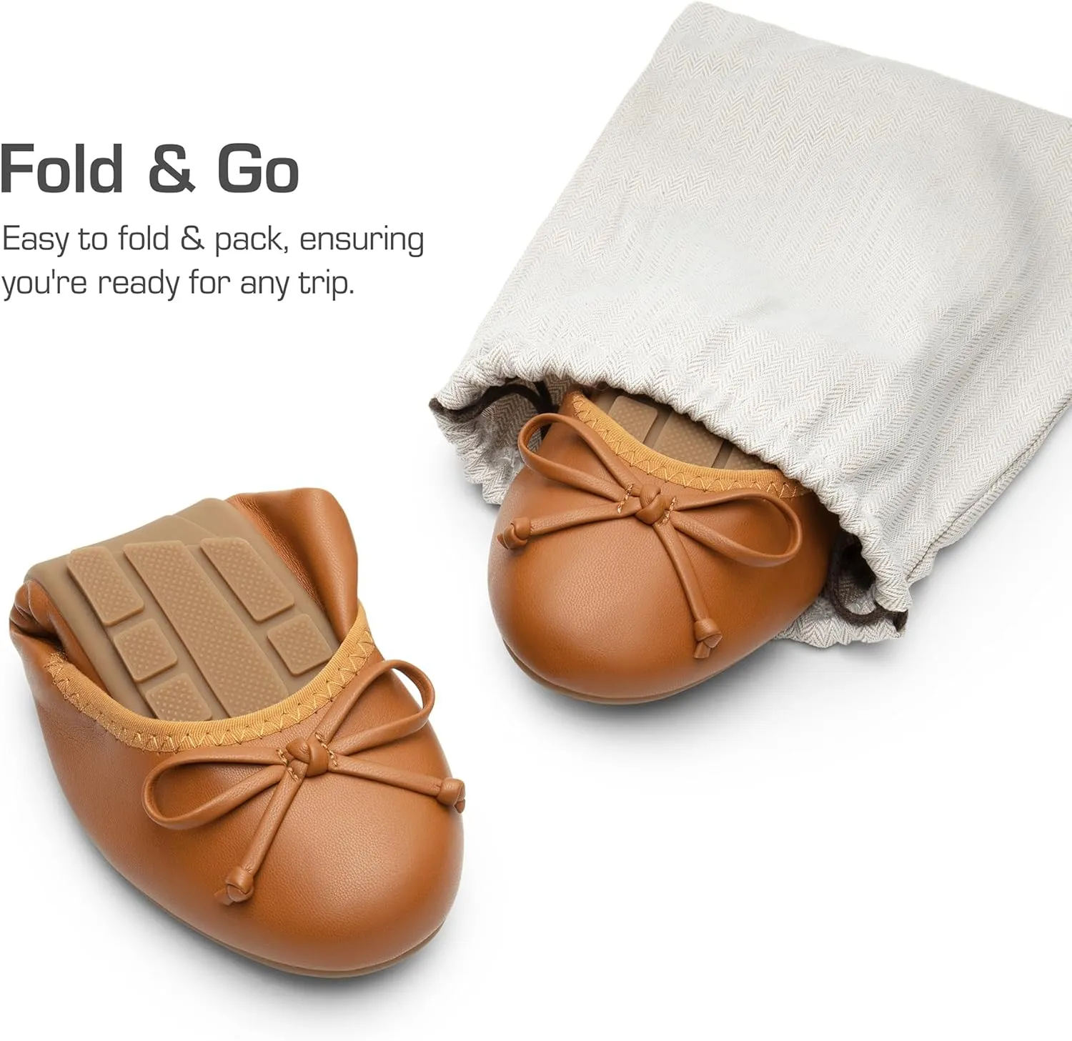 DREAM PAIRS Women's Flats, Foldable Ballet Flats for Women, Bowknot Round Toe Comfort Light Weight Slip-On Dress Shoes