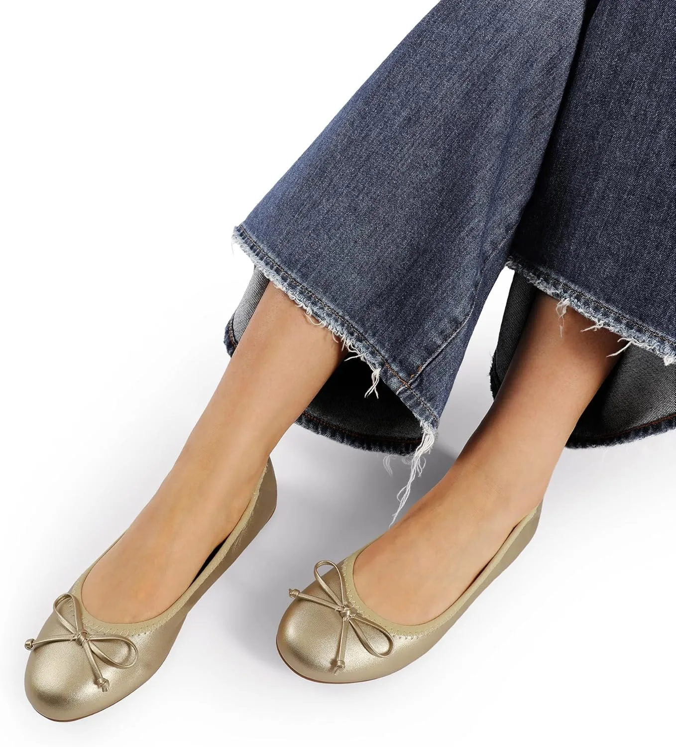 DREAM PAIRS Women's Flats, Foldable Ballet Flats for Women, Bowknot Round Toe Comfort Light Weight Slip-On Dress Shoes