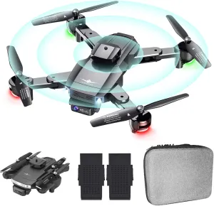 Drone with 2K Camera for Kids Adults, Infrared Obstacle Avoidance, Optical Flow Hover, Dual Camera Switchable, Live Video Foldable FPV 2.4G Foldable Quadcopter with 2 Batteries