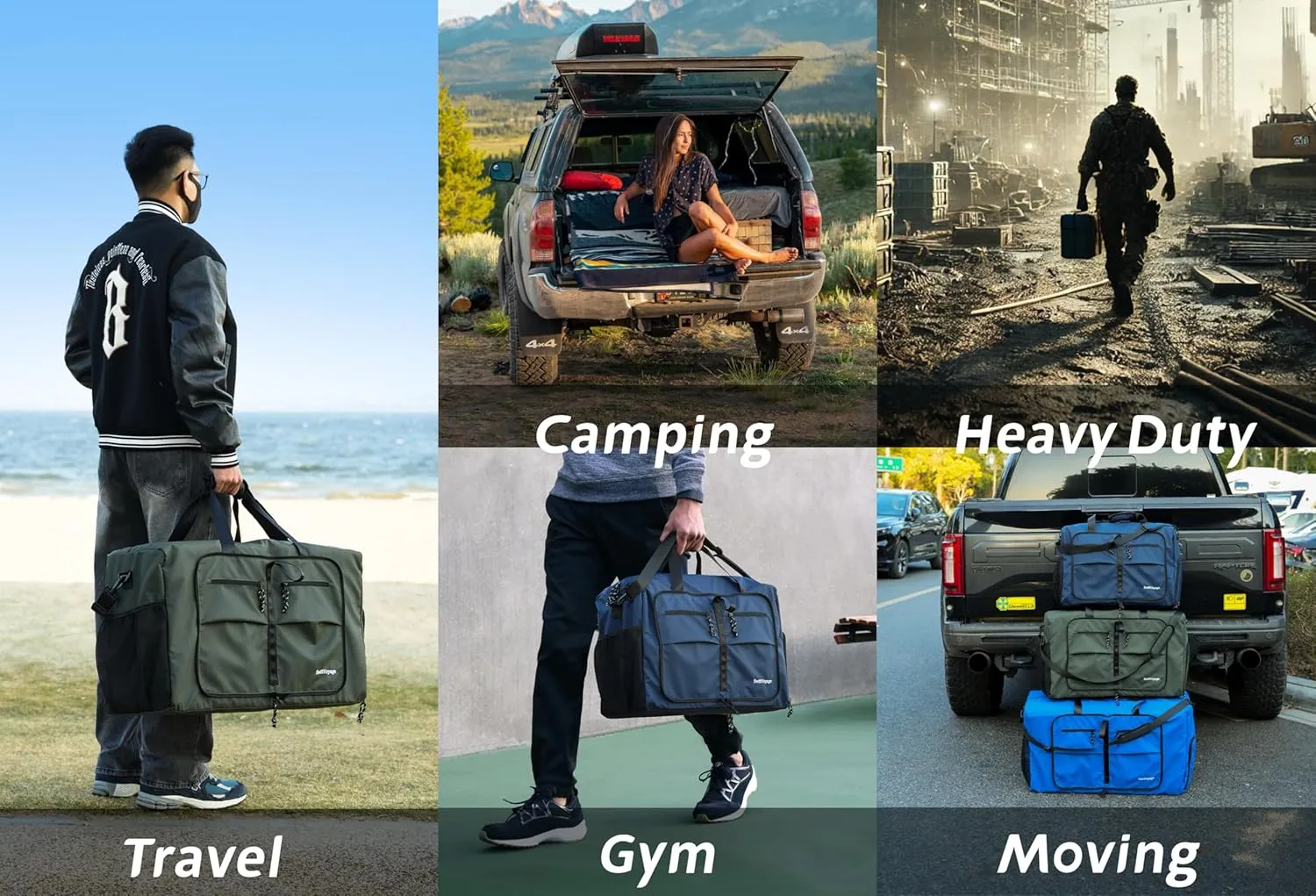 Duffle Bag Foldie Travel Bag Expandable Duffle Bag for Travel Duffle Bag for Men Travel Duffel Bags Mens Travel Bag Canvas Foldable Heavy Duty Large Sports Camping Extra Large Foldable Luggage Bag 100