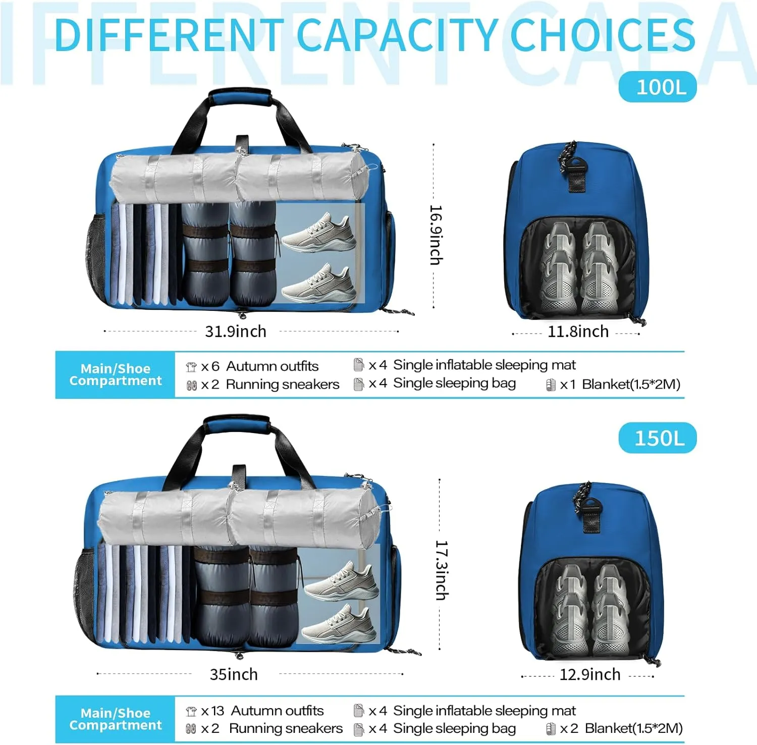 Duffle Bag Foldie Travel Bag Expandable Duffle Bag for Travel Duffle Bag for Men Travel Duffel Bags Mens Travel Bag Canvas Foldable Heavy Duty Large Sports Camping Extra Large Foldable Luggage Bag 100