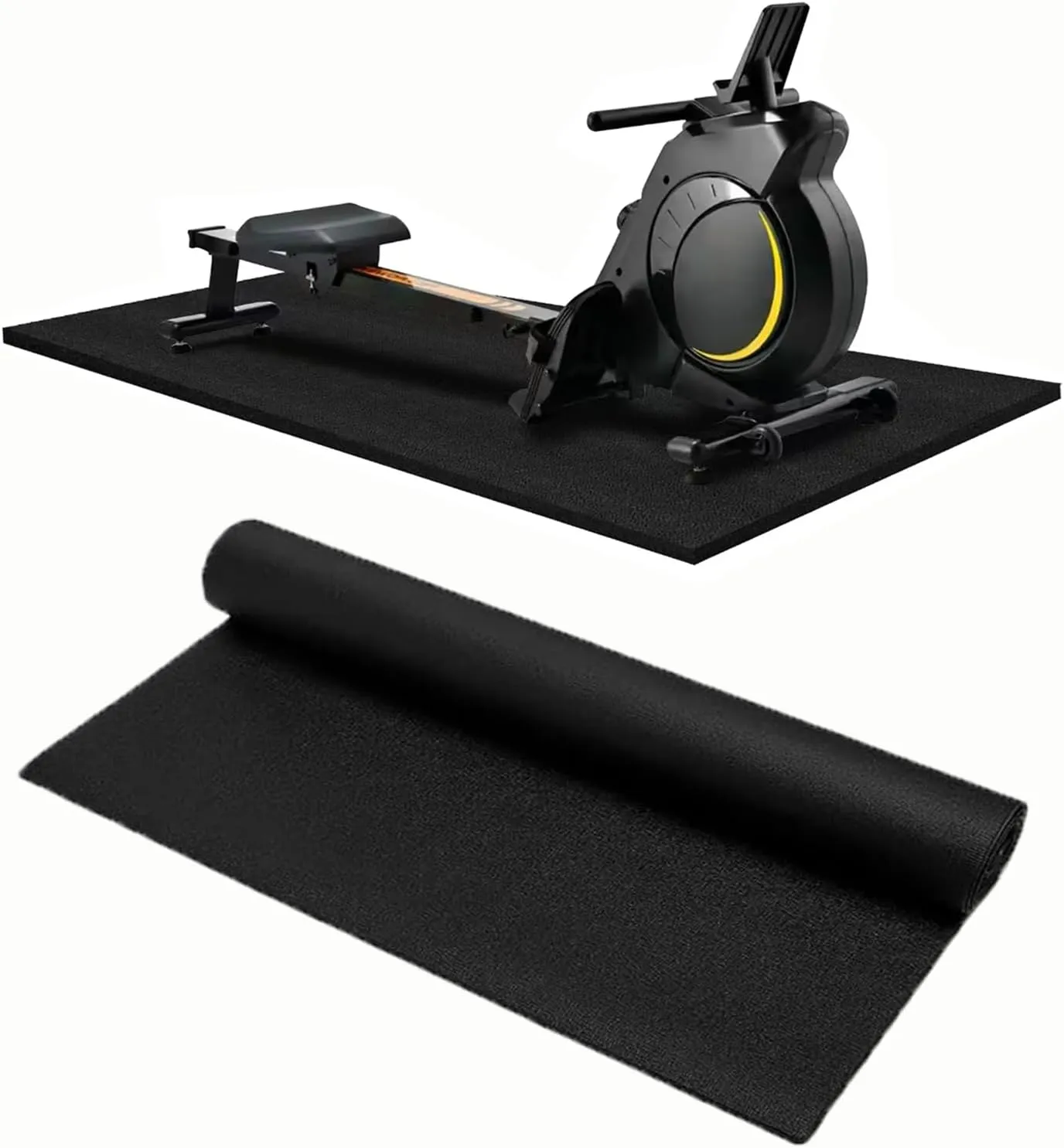 Durable Treadmill Rowing Machine Mat 84 x 36, 1/4" Thick Treadmill Mat for Carpet Floors Protect, Non-Slip Mat for Under Rowing Machine on Carpet, Noise Reduction, Stationary, Exercise Equipment Mat