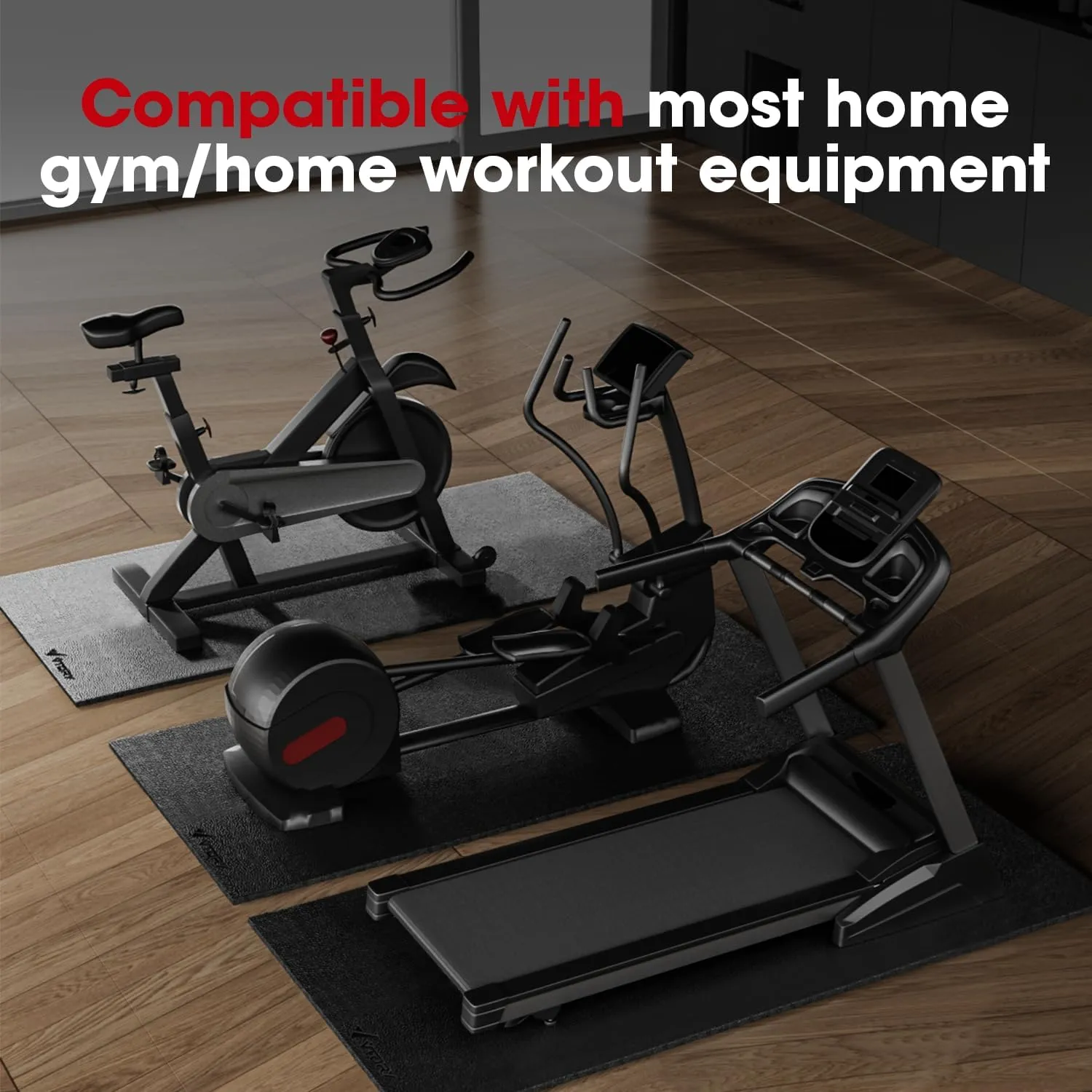 Durable Treadmill Rowing Machine Mat 84 x 36, 1/4" Thick Treadmill Mat for Carpet Floors Protect, Non-Slip Mat for Under Rowing Machine on Carpet, Noise Reduction, Stationary, Exercise Equipment Mat