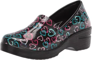 Easy Street Women's Laurie Clog, Black Multi Hearts Patent,5.5