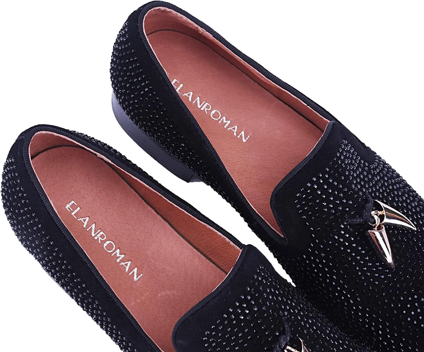 ELANROMAN Men's Loafers Tassel Luxury Penny Slip-On Leather Party Shoes