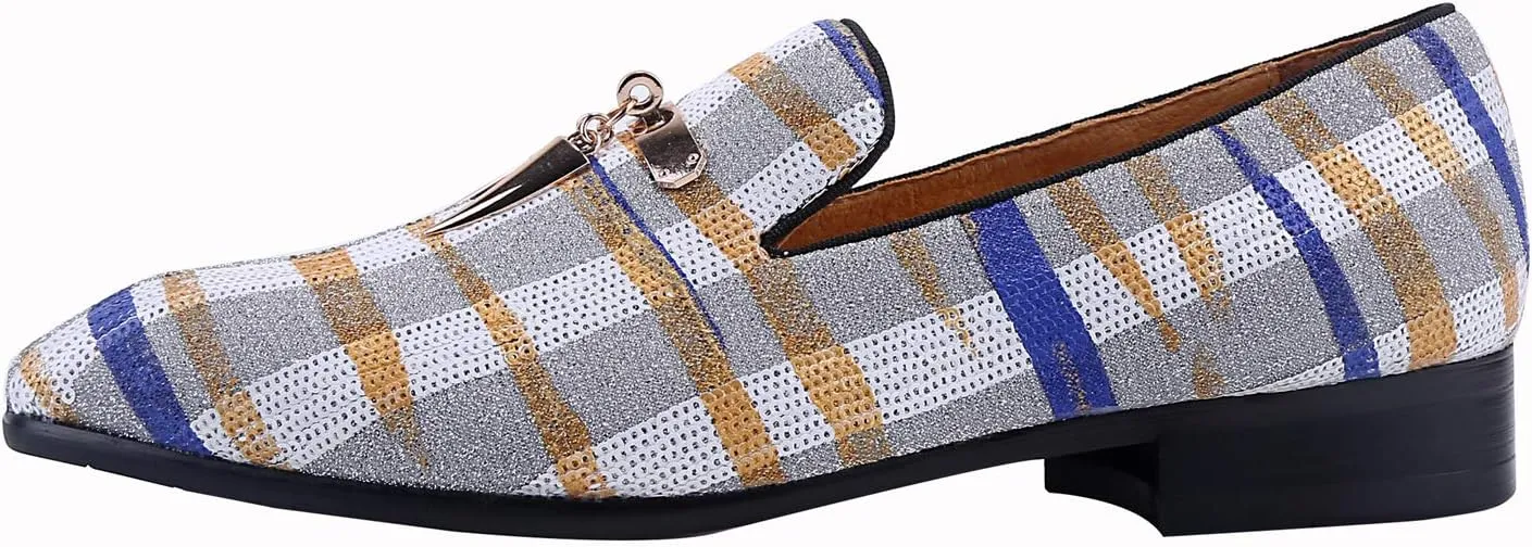 ELANROMAN Men's Loafers Tassel Luxury Penny Slip-On Leather Party Shoes