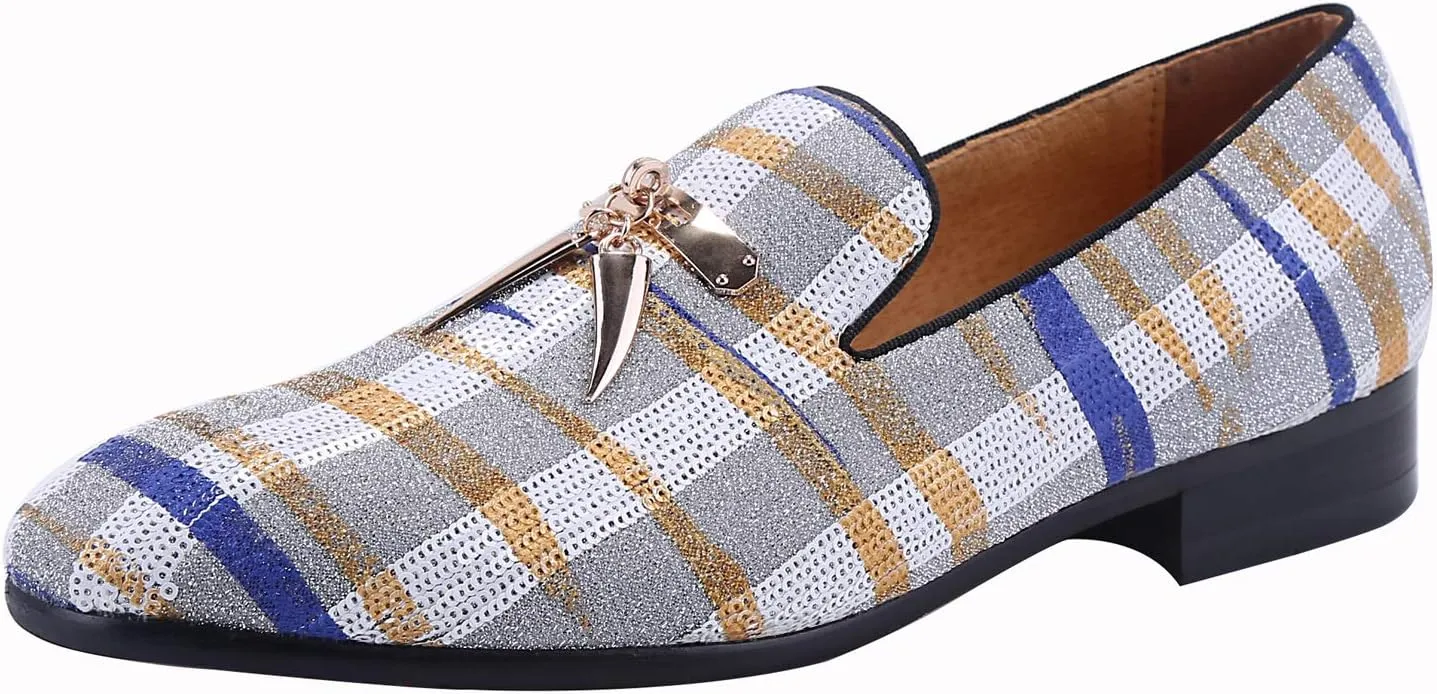 ELANROMAN Men's Loafers Tassel Luxury Penny Slip-On Leather Party Shoes