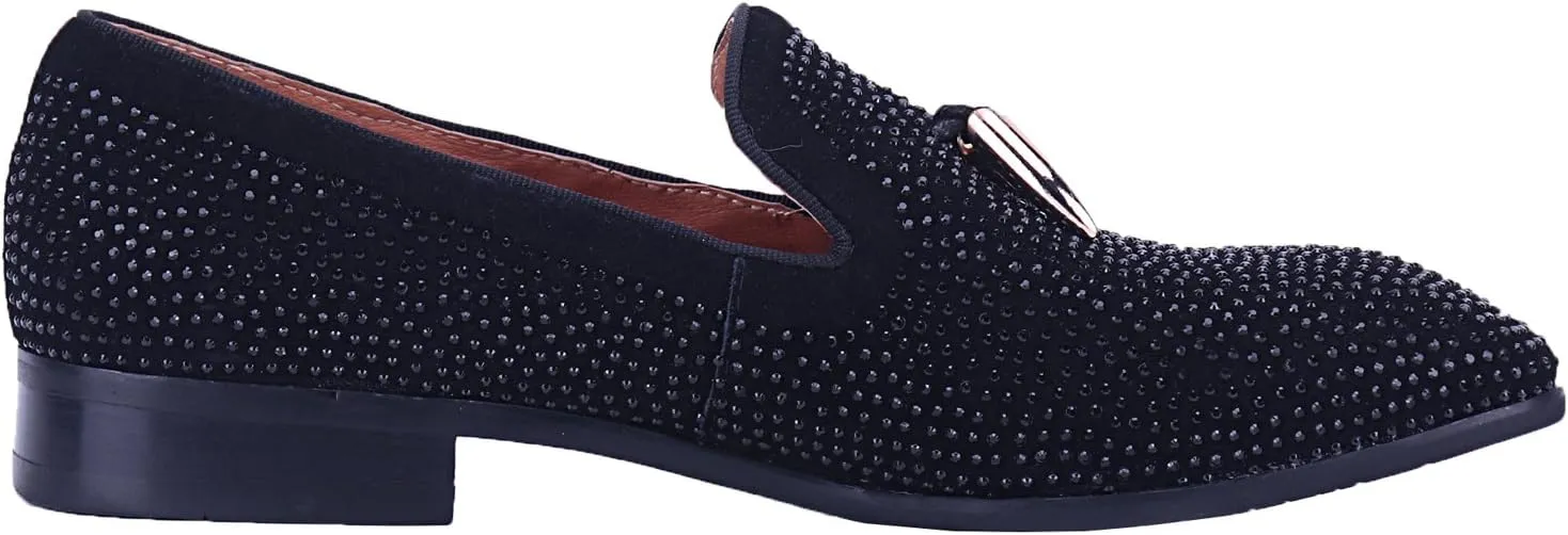 ELANROMAN Men's Loafers Tassel Luxury Penny Slip-On Leather Party Shoes