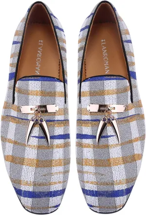 ELANROMAN Men's Loafers Tassel Luxury Penny Slip-On Leather Party Shoes