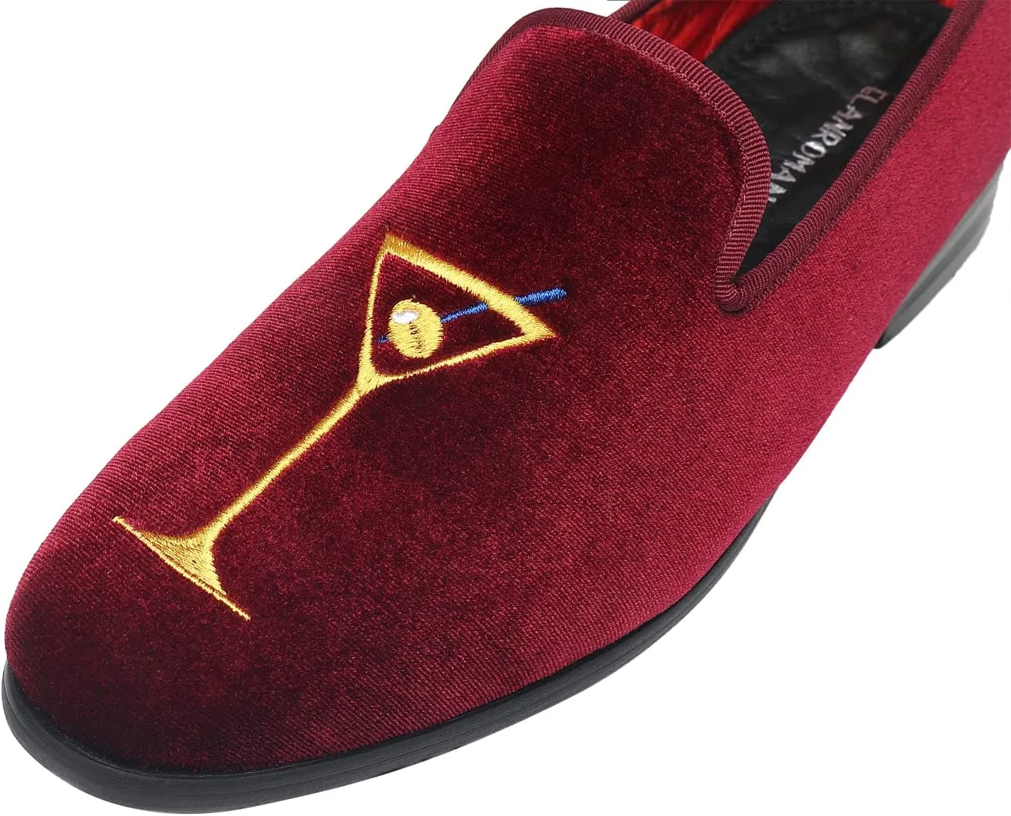 ELANROMAN Men's Loafers Velvet Embroidery Slip on Penny Party Wedding Prom Shoes