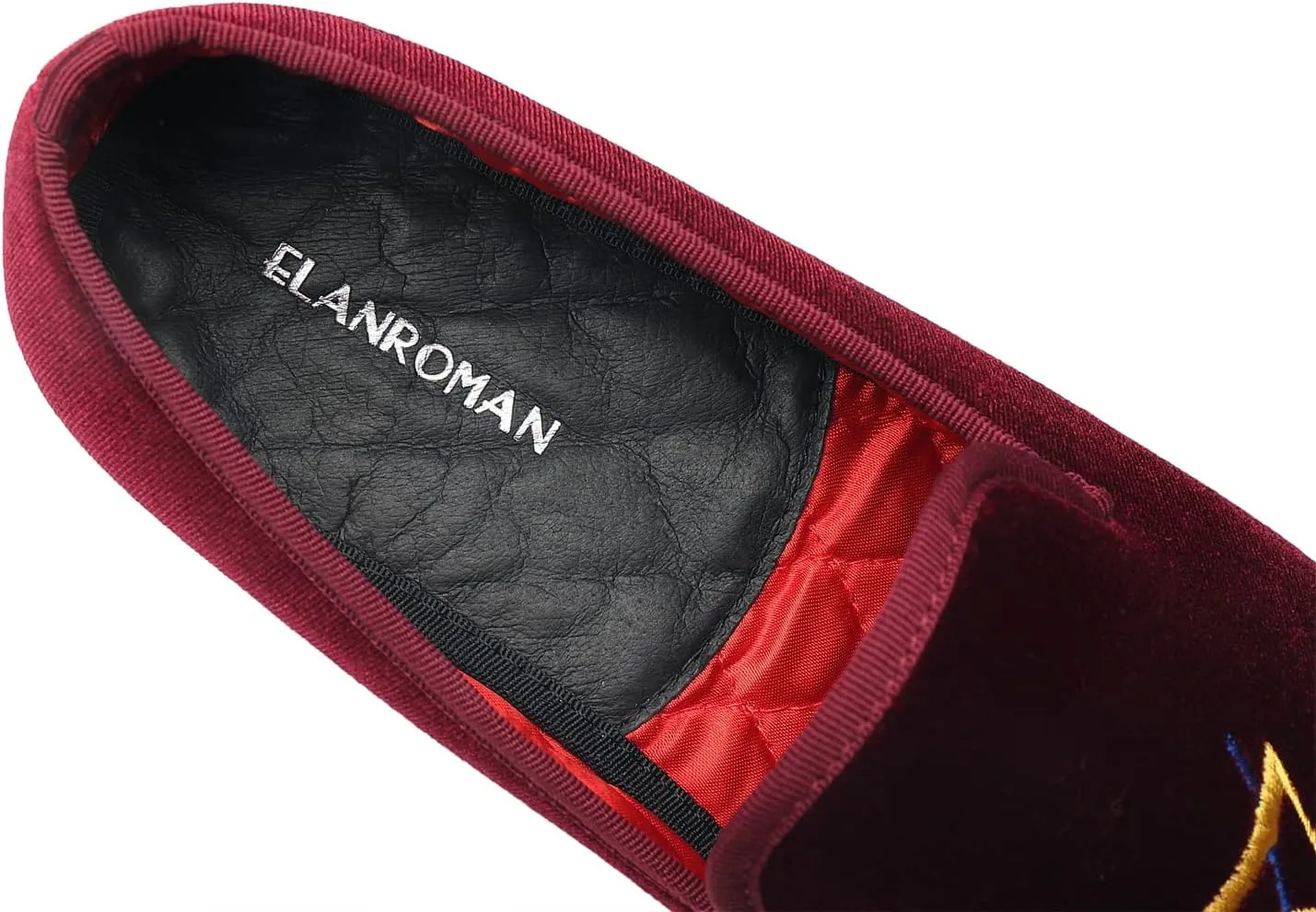 ELANROMAN Men's Loafers Velvet Embroidery Slip on Penny Party Wedding Prom Shoes