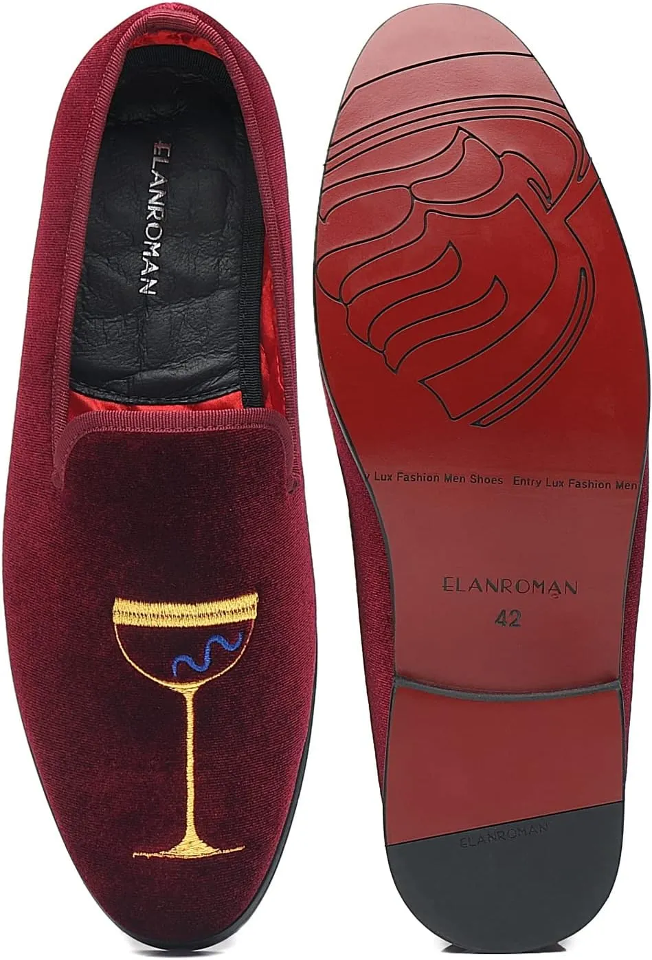 ELANROMAN Men's Loafers Velvet Embroidery Slip on Penny Party Wedding Prom Shoes