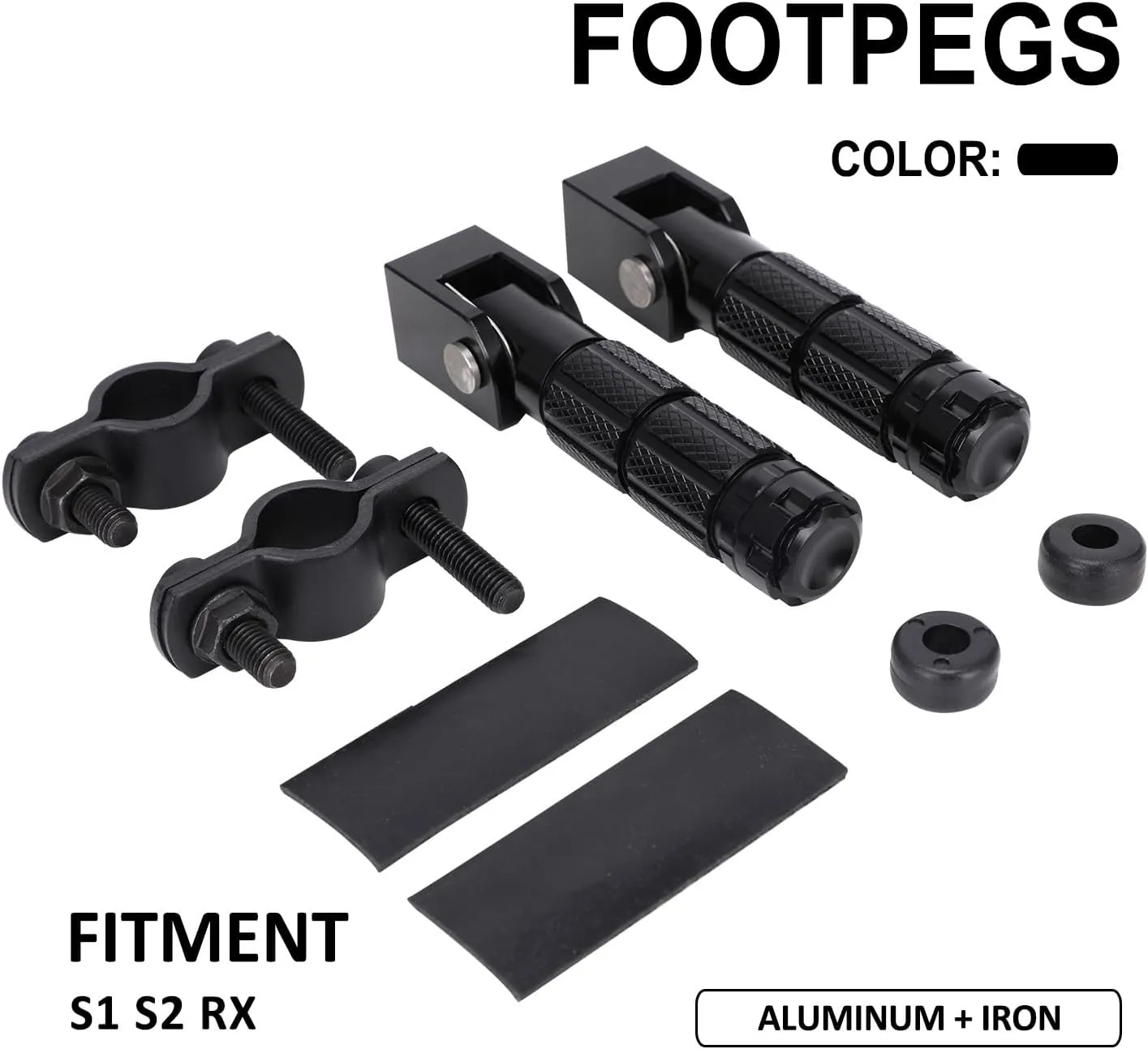Electric Bike Foot Pegs Passenger Foldable Front/Rear Footpegs Rest Pedal with Mount Bracket CNC Compatible Fit for Ridstar Q20 E Bike Dirt Bike Black