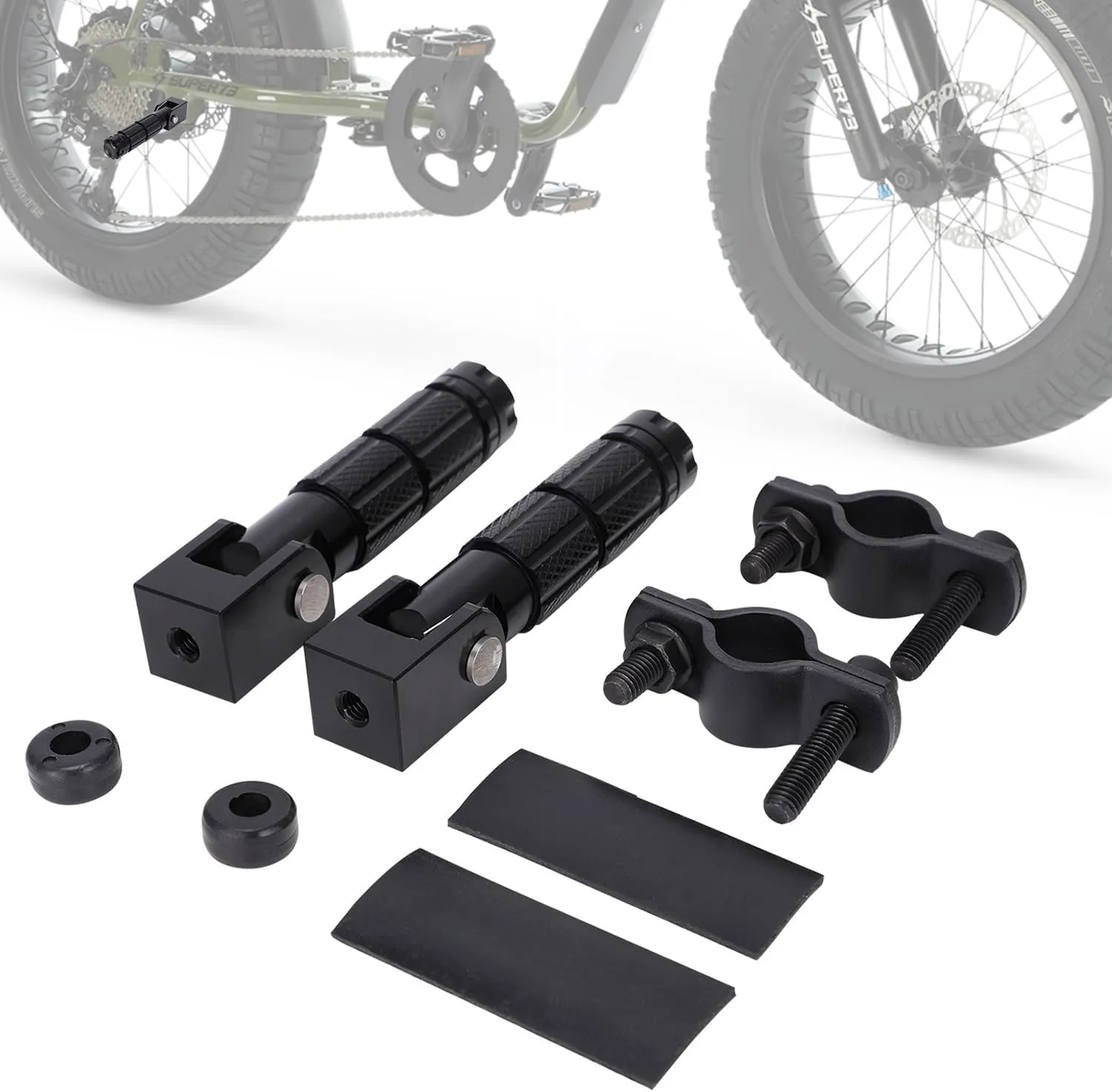 Electric Bike Foot Pegs Passenger Foldable Front/Rear Footpegs Rest Pedal with Mount Bracket CNC Compatible Fit for Ridstar Q20 E Bike Dirt Bike Black