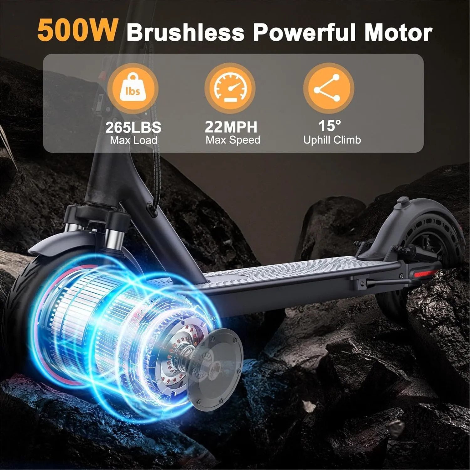 Electric Scooter, 20/22/27 Miles Long Range, 8.5"/10"/14" Tire, Powerful 350/500W Motor, Top Speed 19/22 MPH, Folding Escooter for Adults & Teens with Dual Braking