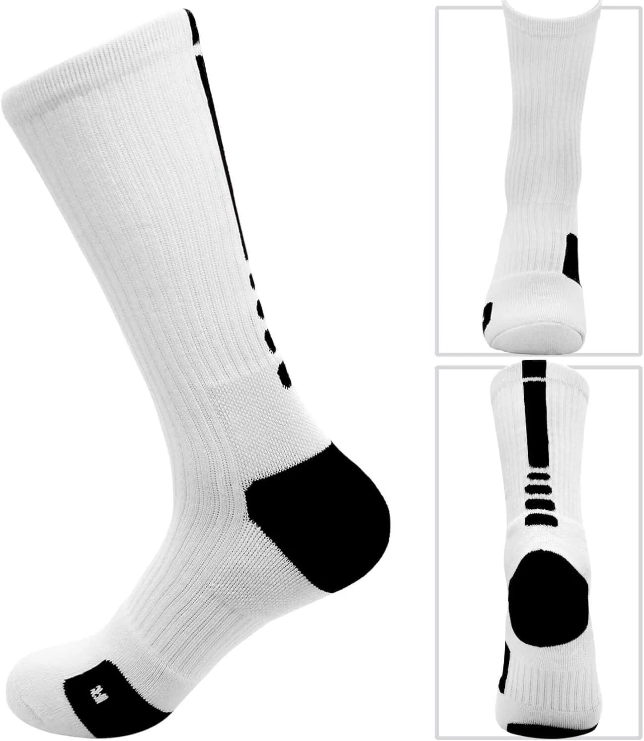 Elite Basketball Socks Cushioned Athletic Crew Socks Thick Compression Sports Socks for Men & Women