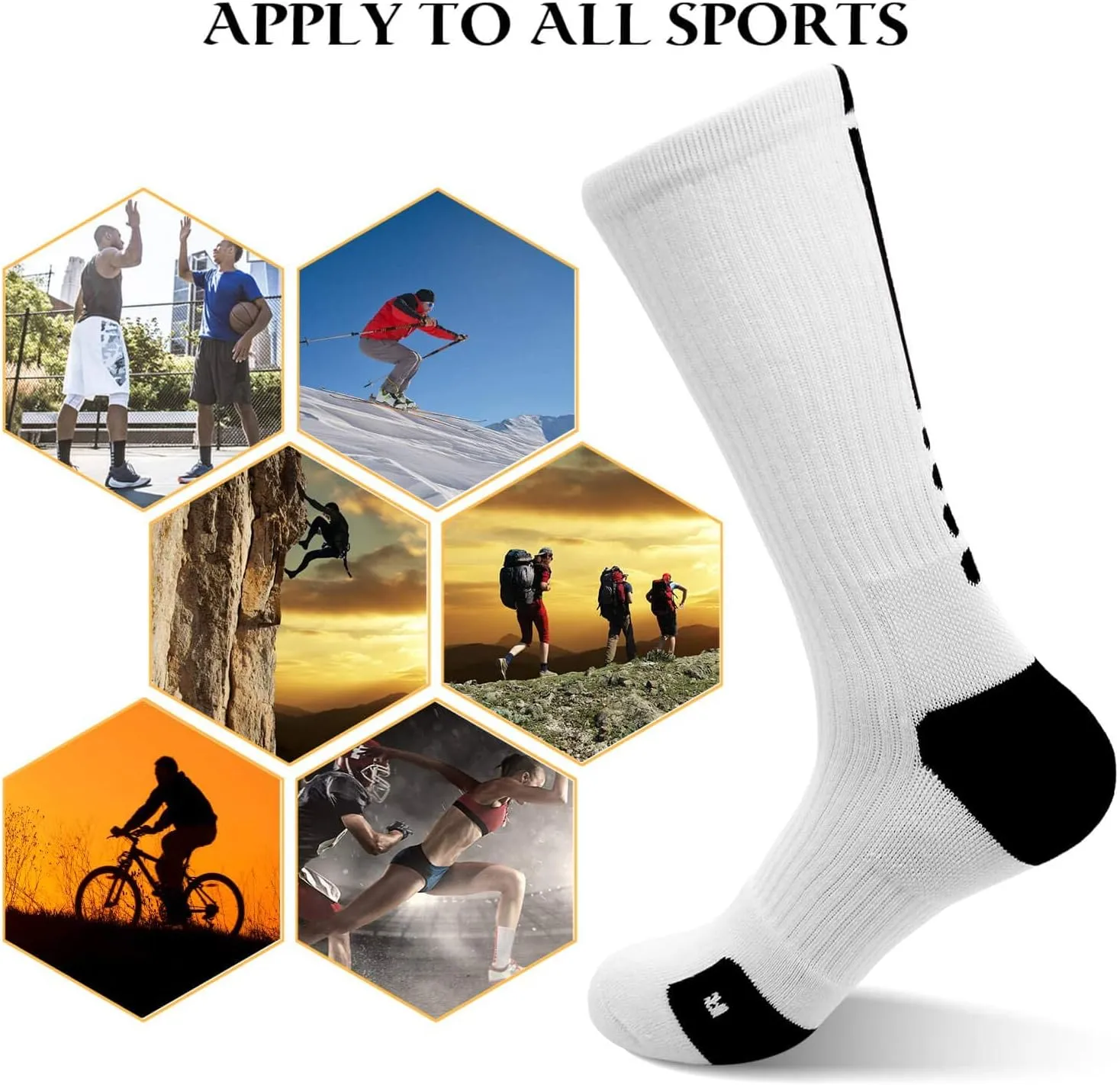 Elite Basketball Socks Cushioned Athletic Crew Socks Thick Compression Sports Socks for Men & Women
