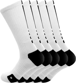 Elite Basketball Socks Cushioned Athletic Crew Socks Thick Compression Sports Socks for Men & Women