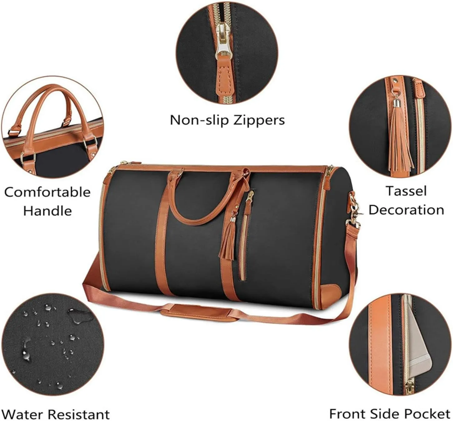 Emmafy Travel Carry-On & Garment Bag, Foldable Clothing Bag (Black)