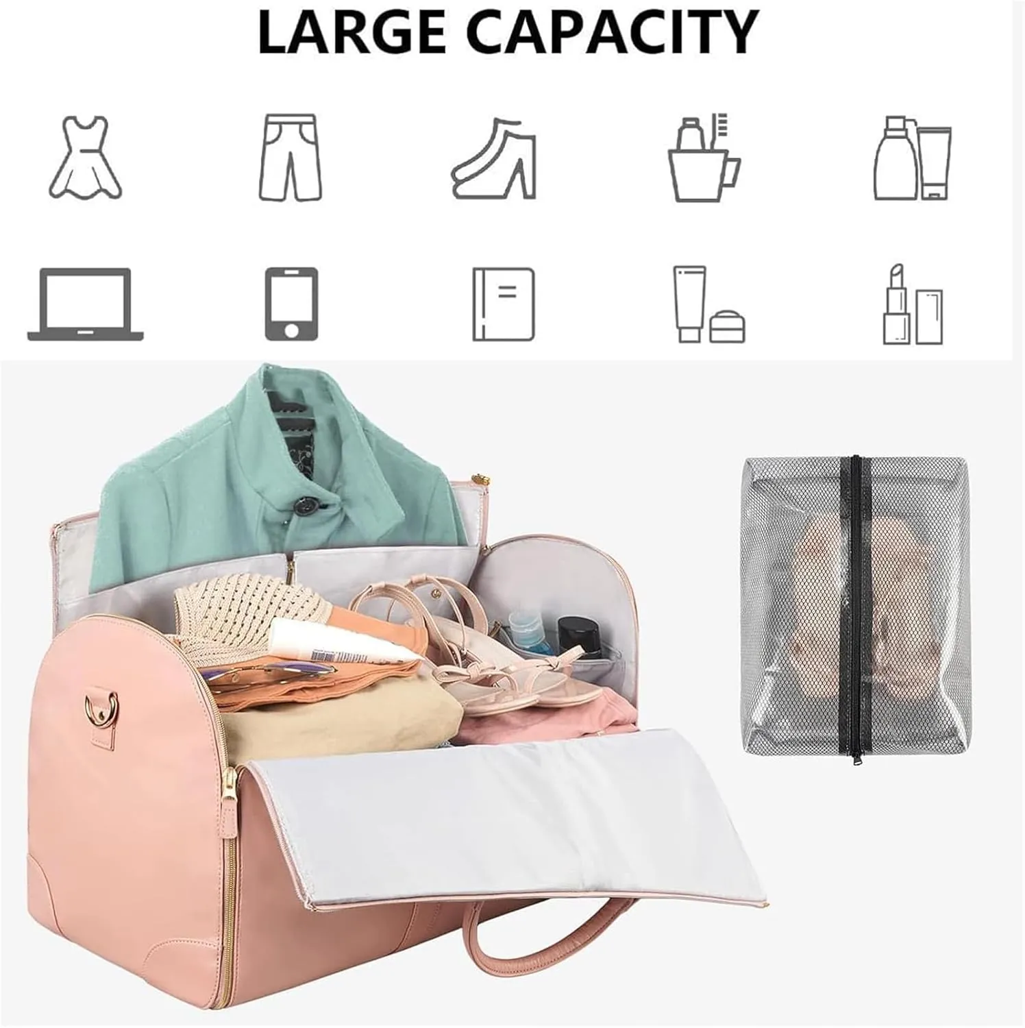 Emmafy Travel Carry-On & Garment Bag, Foldable Clothing Bag (Black)