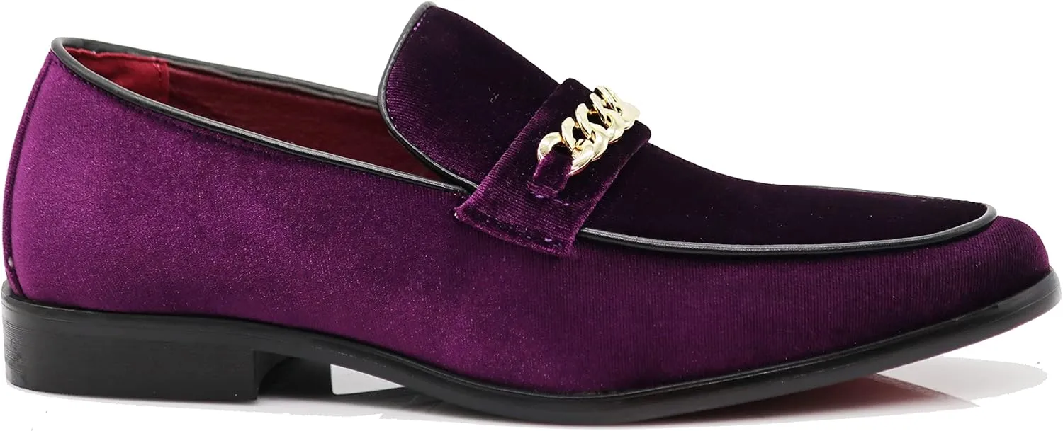 Enzo Romeo Plum05 Men's Dress Loafers Elastic Slip on with Buckle Fashion Shoes