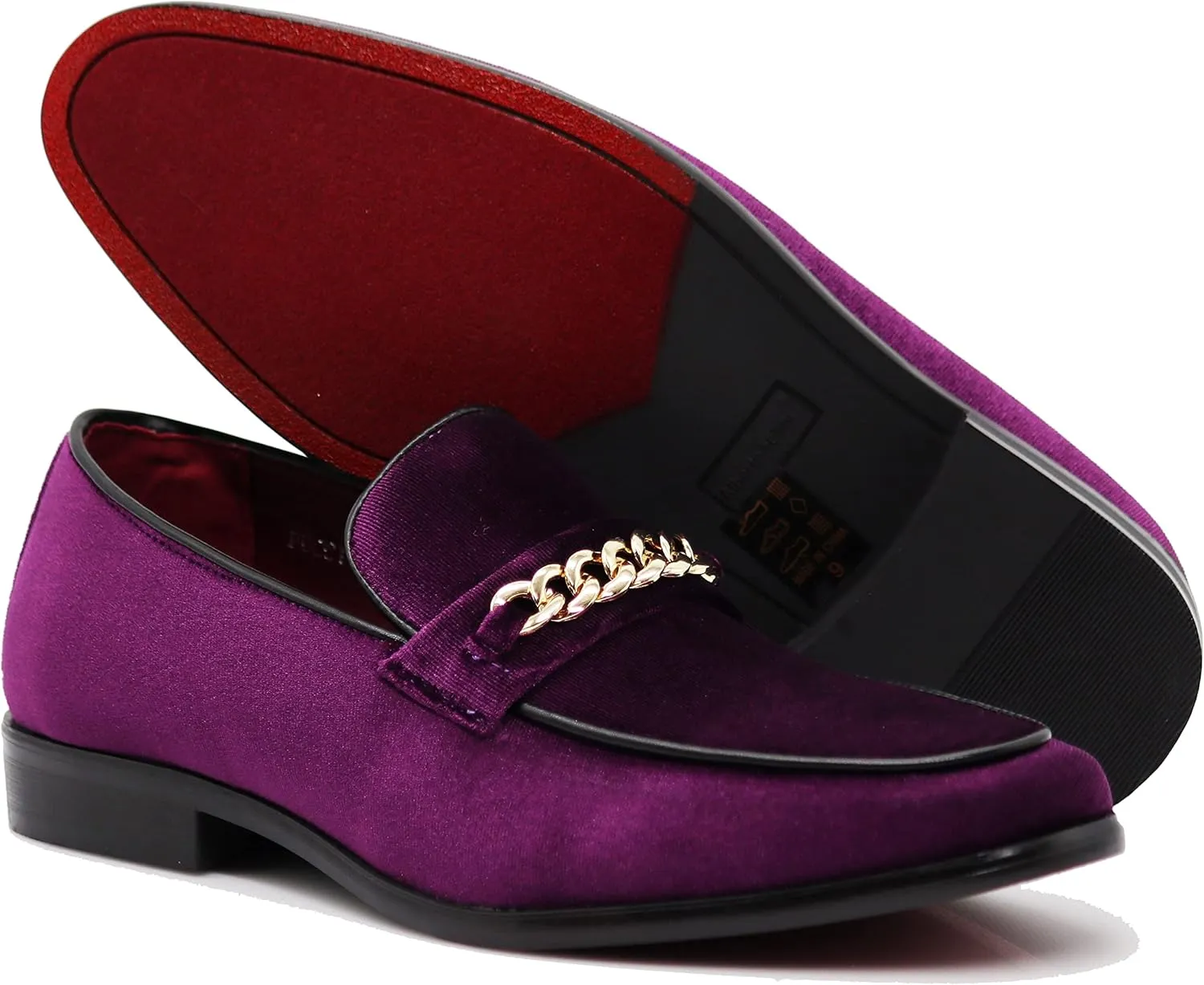 Enzo Romeo Plum05 Men's Dress Loafers Elastic Slip on with Buckle Fashion Shoes