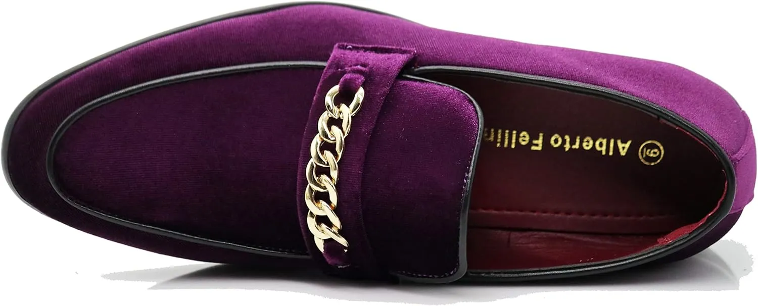 Enzo Romeo Plum05 Men's Dress Loafers Elastic Slip on with Buckle Fashion Shoes