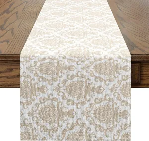 Erosebridal Damask Table Runner Vintage Style Classical Rectangular Runner 13x60 Boho Baroque European Floral Table Runners for Dining Living Room Bedroom Brown