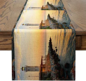 Erosebridal Lighthouse Table Runners,Ocean Sunset Dresser Runners,Nautical Theme Tabletop Decor for Home Party Decor for Teens,Ocean Sea Table Runner 13X48,Vintage Coastal Lodge Rectangular Runner