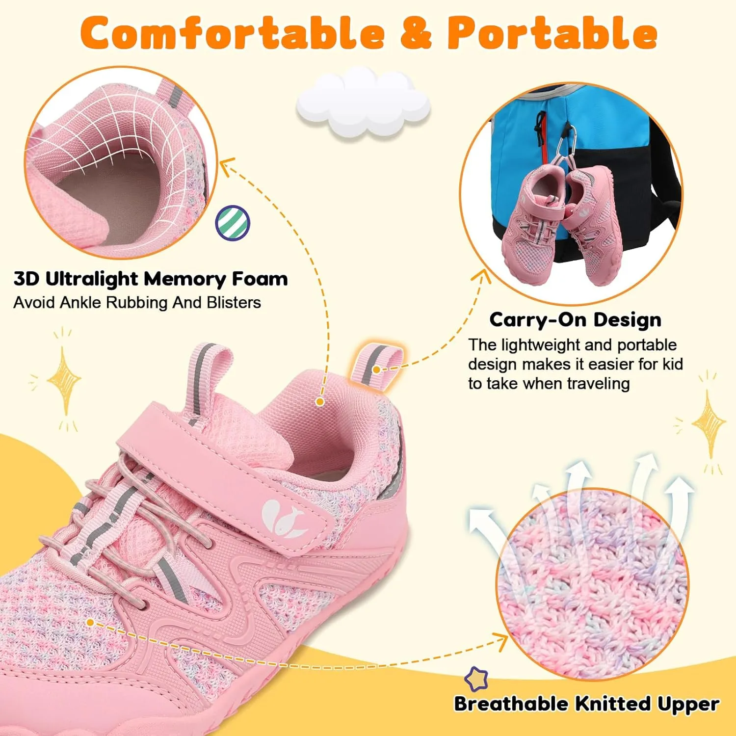 FEETCITY Kids Barefoot Shoes Boys Girls Sneakers Toddler Walking Shoes Kids Hiking Shoe Lightweight Outdoor Tennis Shoe