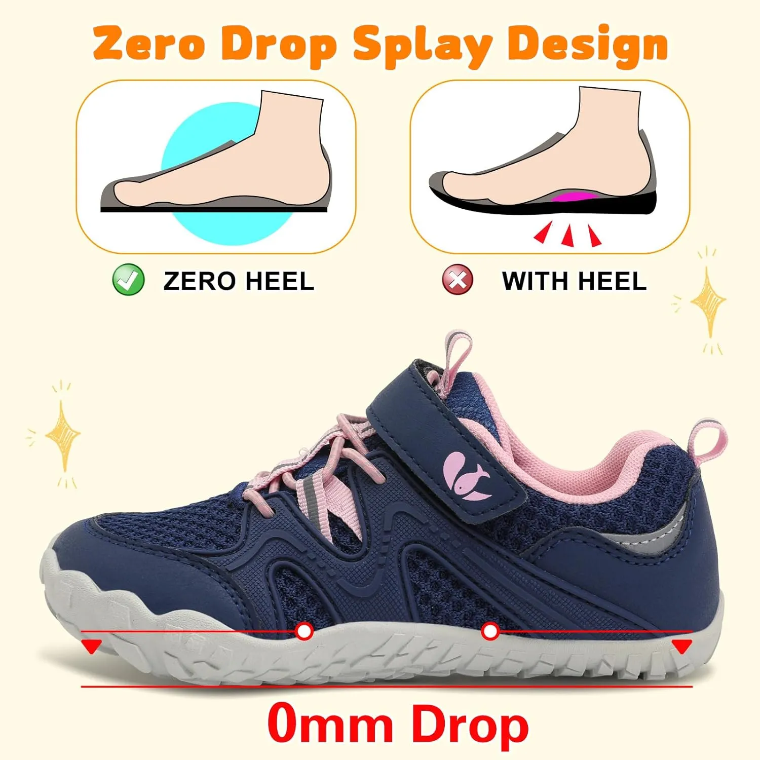 FEETCITY Kids Barefoot Shoes Boys Girls Sneakers Toddler Walking Shoes Kids Hiking Shoe Lightweight Outdoor Tennis Shoe