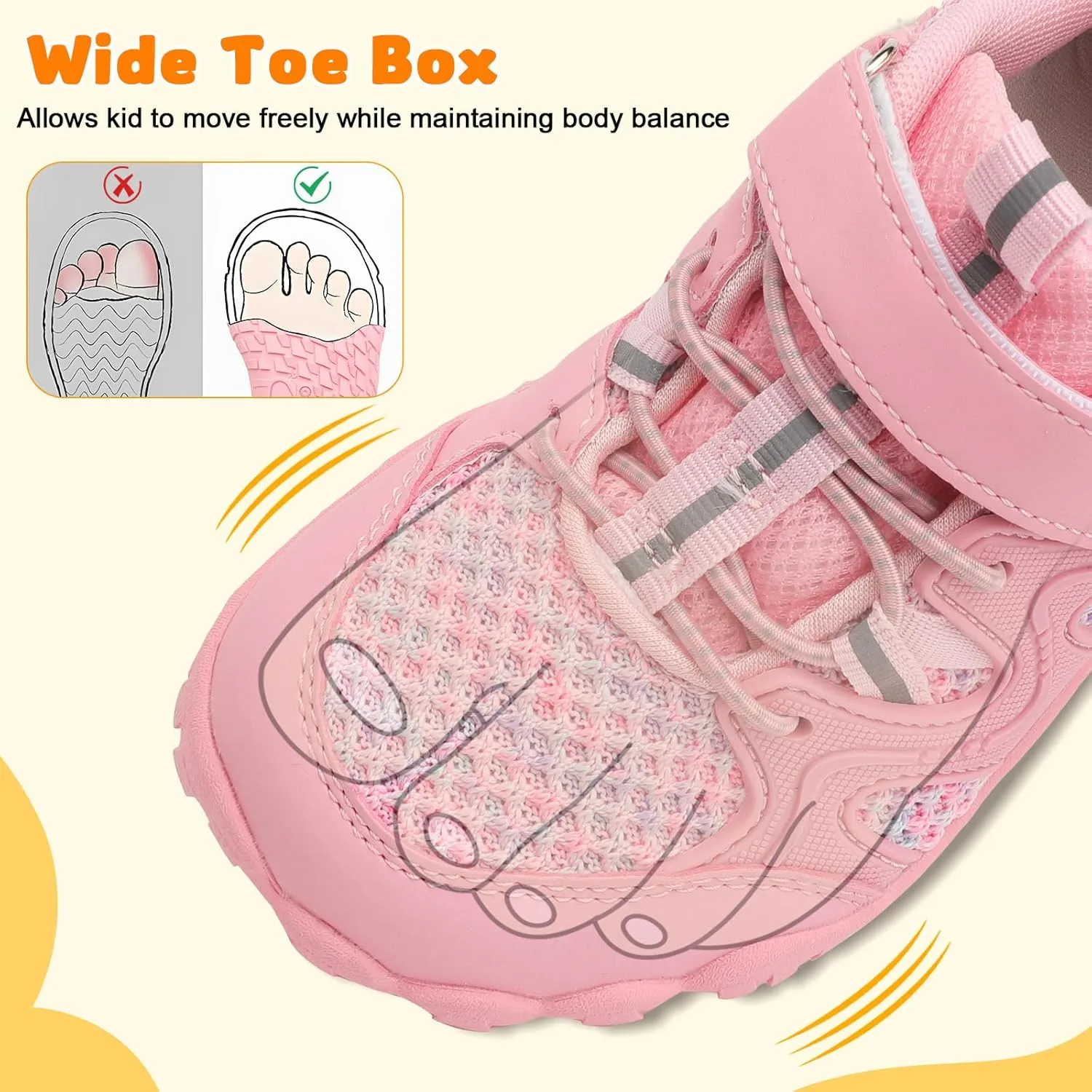 FEETCITY Kids Barefoot Shoes Boys Girls Sneakers Toddler Walking Shoes Kids Hiking Shoe Lightweight Outdoor Tennis Shoe