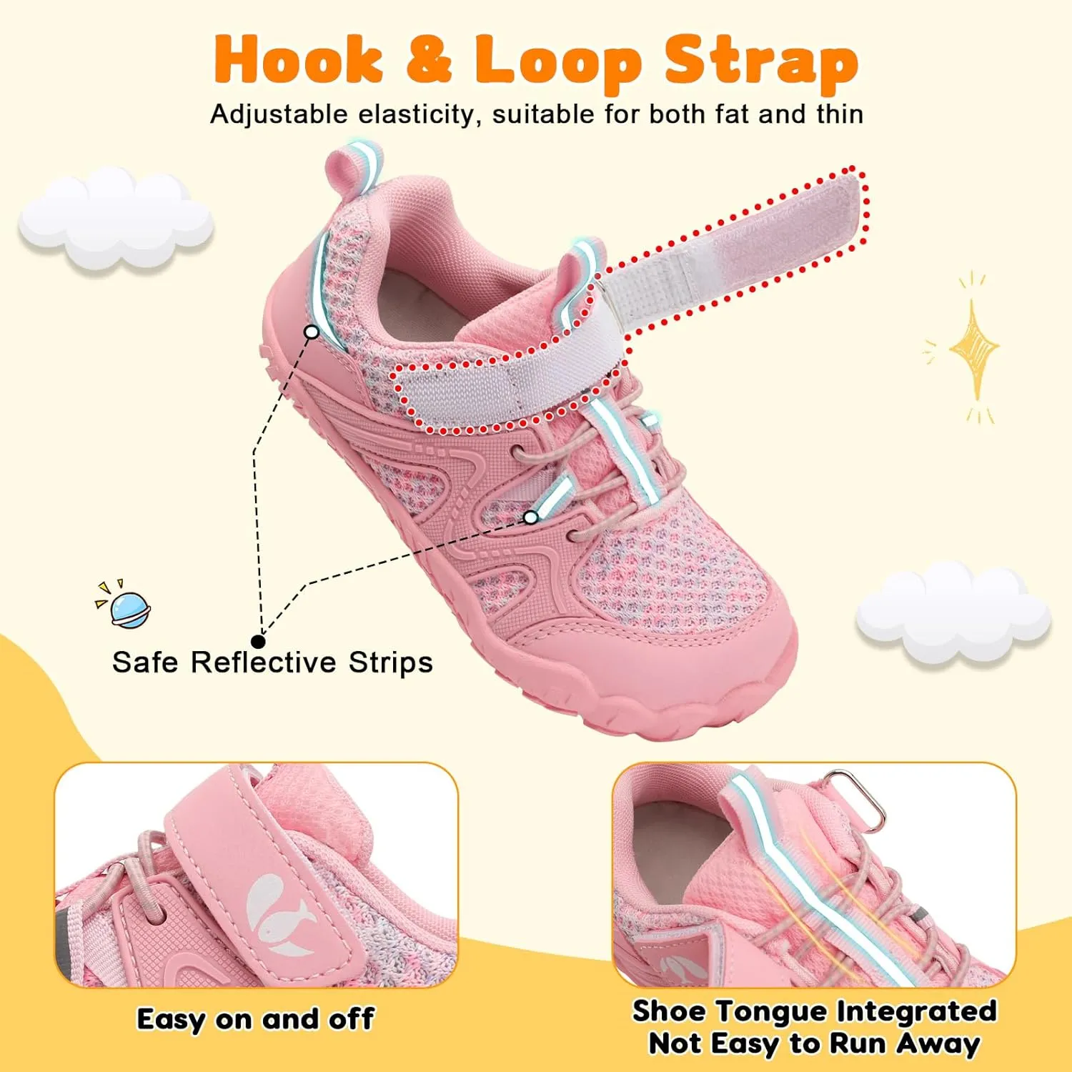 FEETCITY Kids Barefoot Shoes Boys Girls Sneakers Toddler Walking Shoes Kids Hiking Shoe Lightweight Outdoor Tennis Shoe