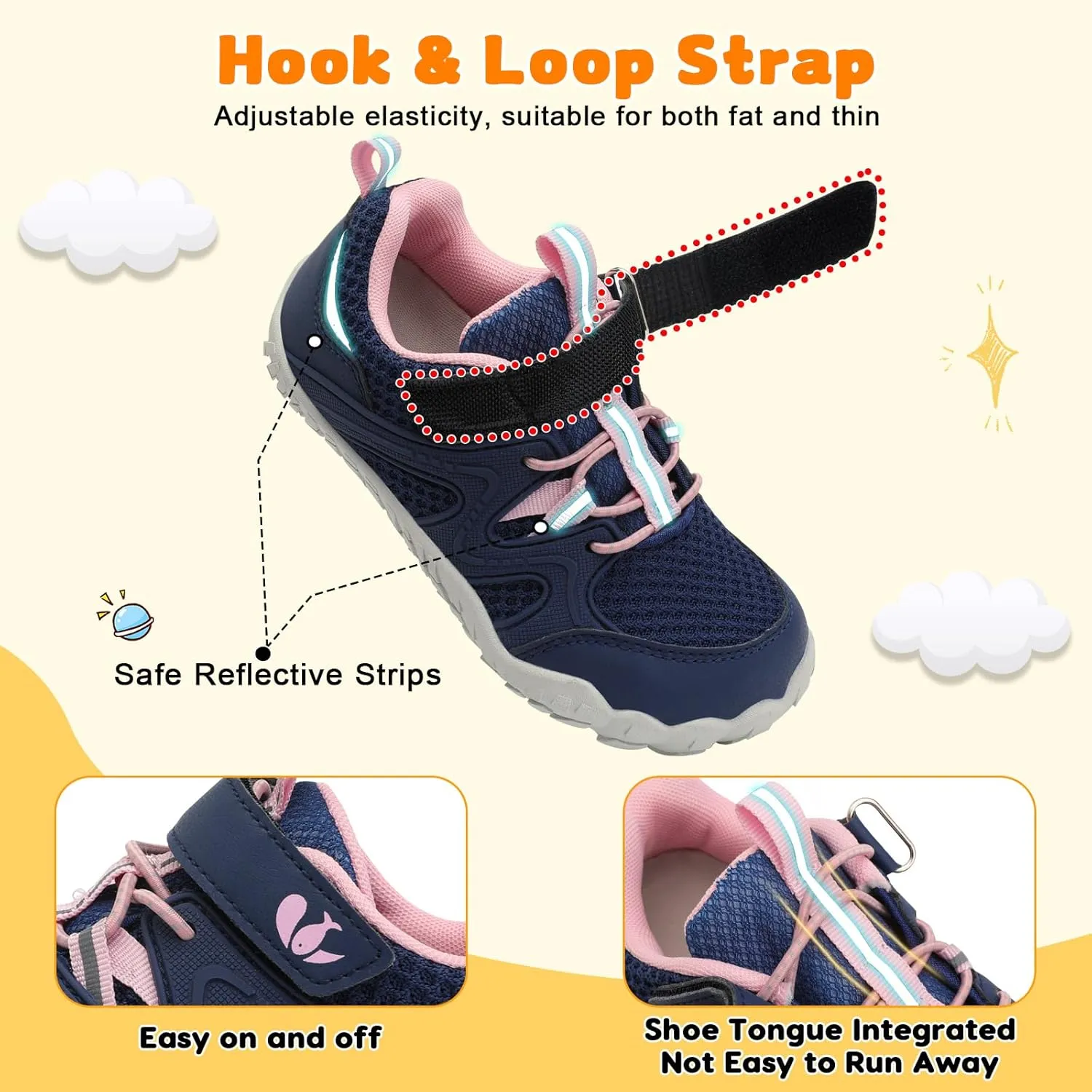 FEETCITY Kids Barefoot Shoes Boys Girls Sneakers Toddler Walking Shoes Kids Hiking Shoe Lightweight Outdoor Tennis Shoe