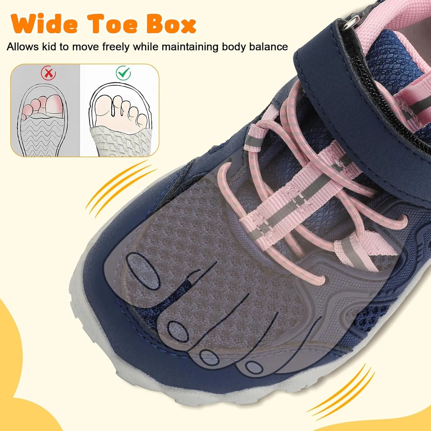 FEETCITY Kids Barefoot Shoes Boys Girls Sneakers Toddler Walking Shoes Kids Hiking Shoe Lightweight Outdoor Tennis Shoe