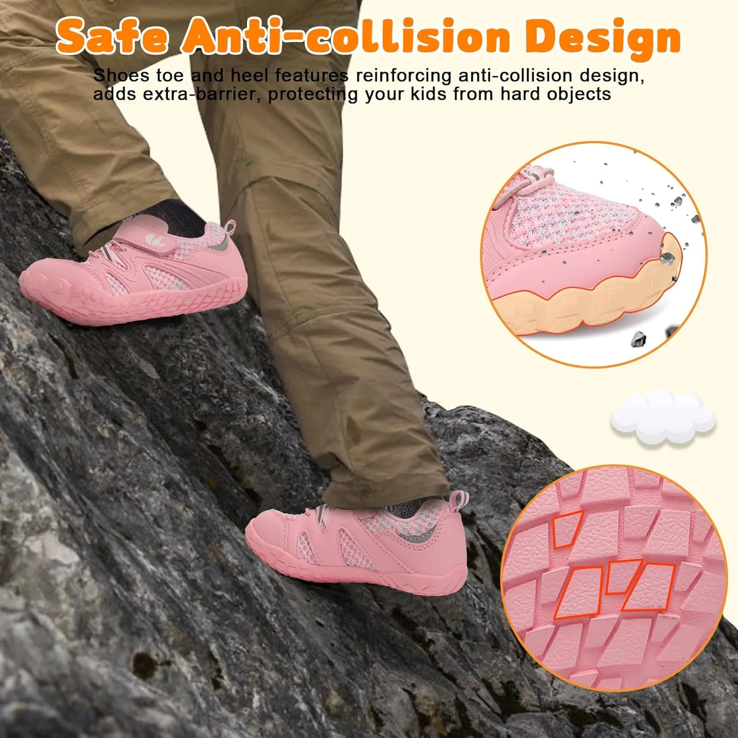 FEETCITY Kids Barefoot Shoes Boys Girls Sneakers Toddler Walking Shoes Kids Hiking Shoe Lightweight Outdoor Tennis Shoe