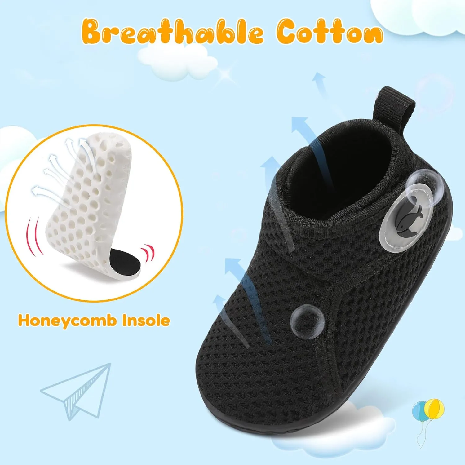 FEETCITY Lightweight Baby Sock Shoes Baby Walking Shoes Boys Girls Infant High-Top Shoe 12-18 Months
