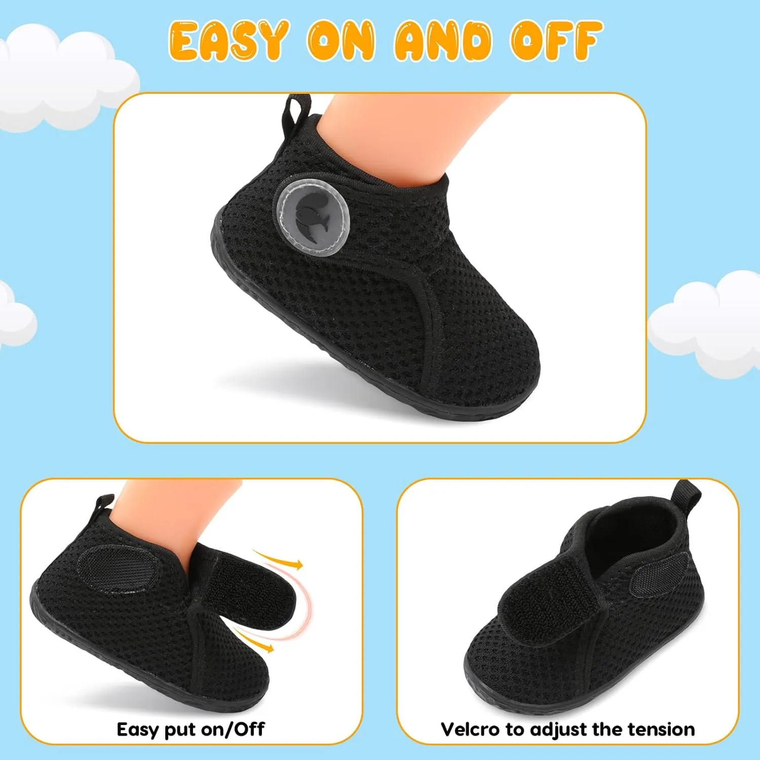 FEETCITY Lightweight Baby Sock Shoes Baby Walking Shoes Boys Girls Infant High-Top Shoe 12-18 Months