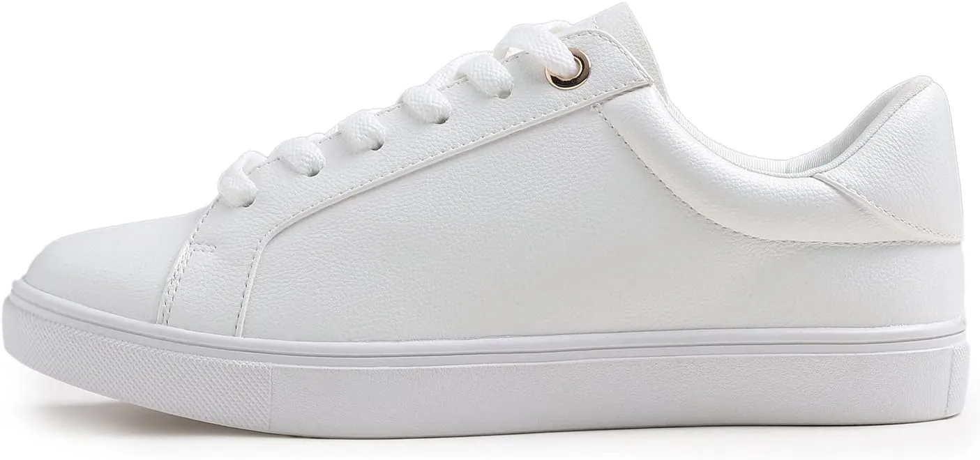 FEVERSOLE Women's Fashion Lightweight Spring Summer Vegan Leather Sneaker Casual Comfort Walking Shoes