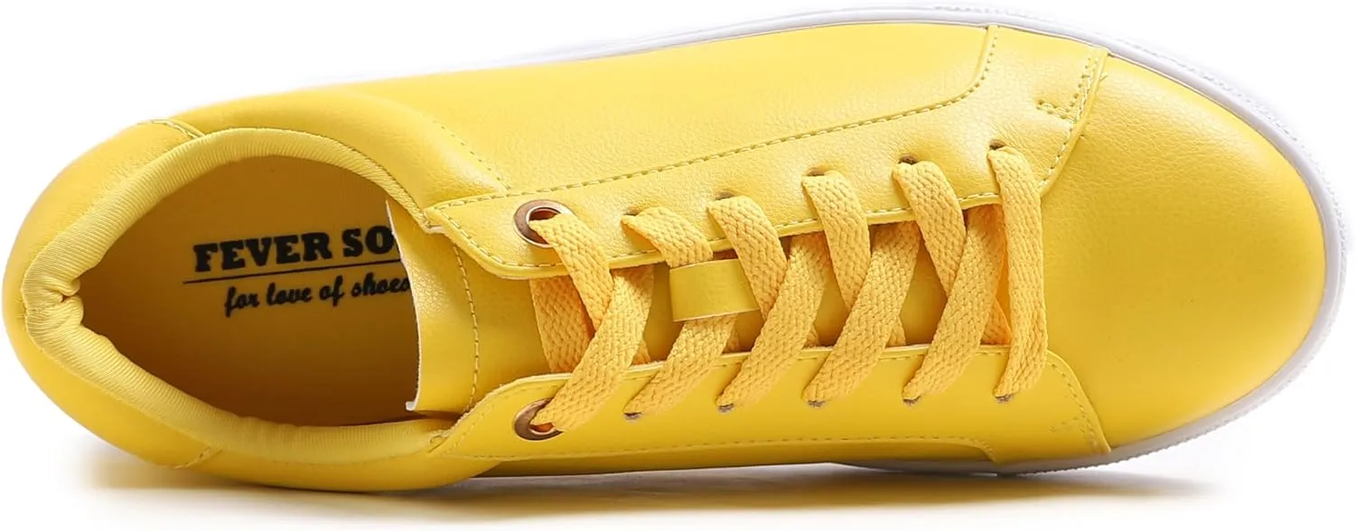 FEVERSOLE Women's Fashion Lightweight Spring Summer Vegan Leather Sneaker Casual Comfort Walking Shoes