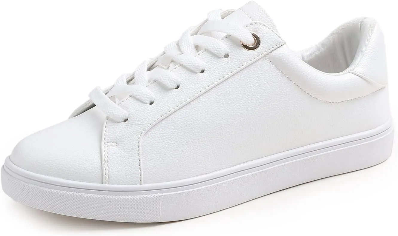 FEVERSOLE Women's Fashion Lightweight Spring Summer Vegan Leather Sneaker Casual Comfort Walking Shoes