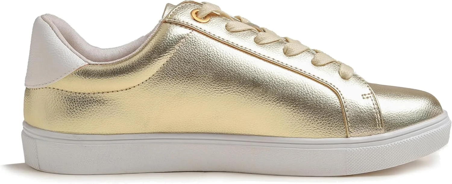 FEVERSOLE Women's Fashion Lightweight Spring Summer Vegan Leather Sneaker Casual Comfort Walking Shoes