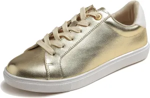 FEVERSOLE Women's Fashion Lightweight Spring Summer Vegan Leather Sneaker Casual Comfort Walking Shoes