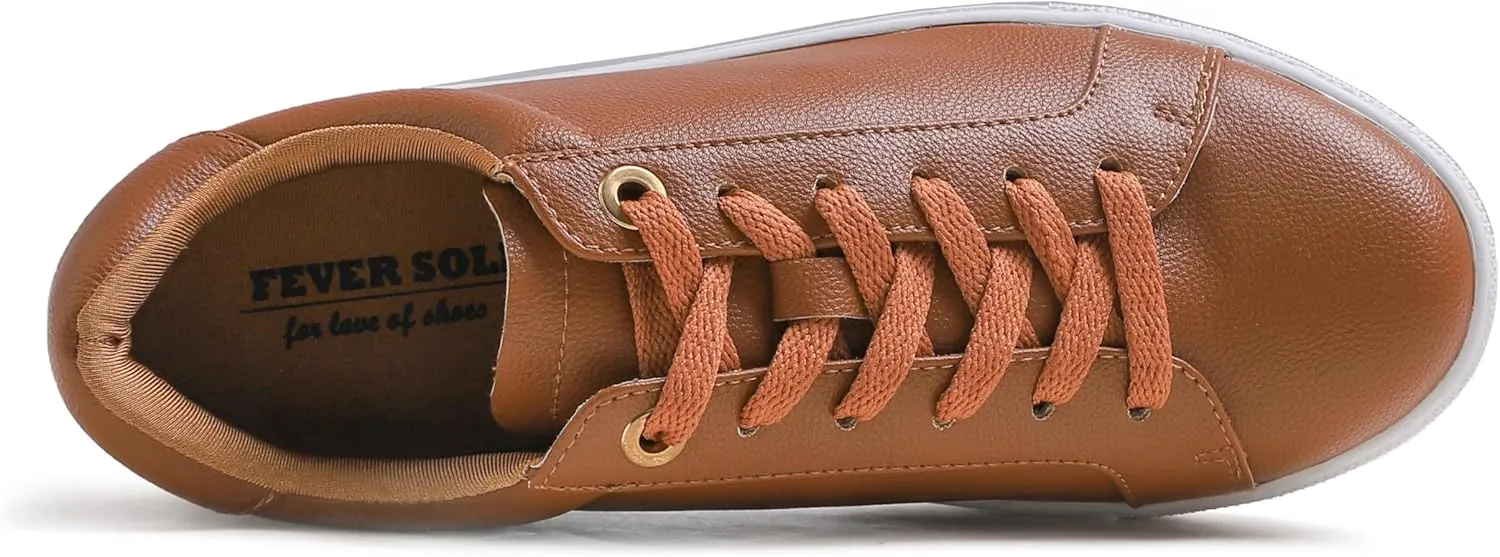 FEVERSOLE Women's Fashion Lightweight Spring Summer Vegan Leather Sneaker Casual Comfort Walking Shoes