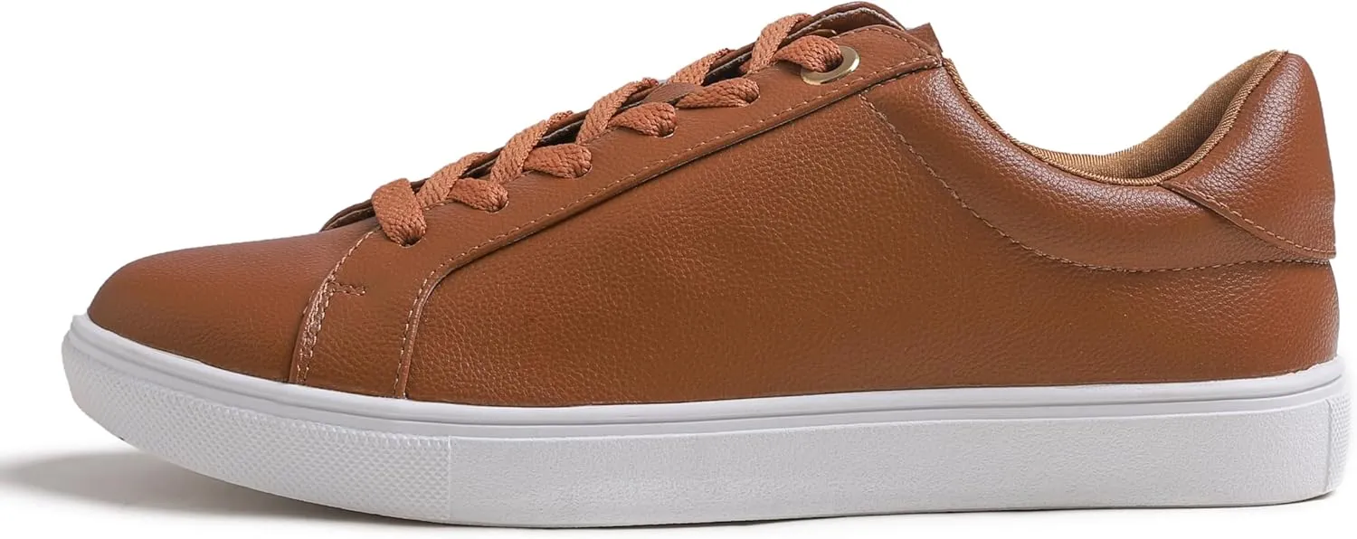 FEVERSOLE Women's Fashion Lightweight Spring Summer Vegan Leather Sneaker Casual Comfort Walking Shoes